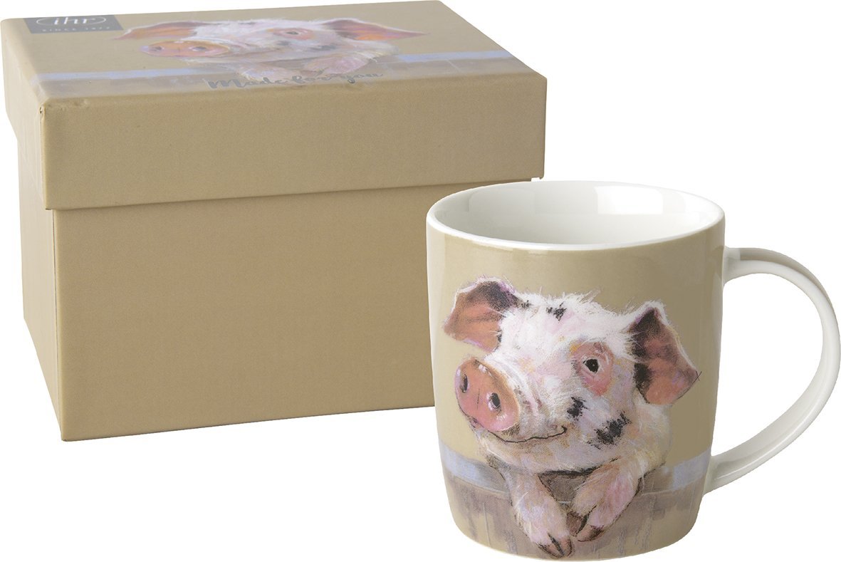 PIG RUFFY light brown Porzellanbecher